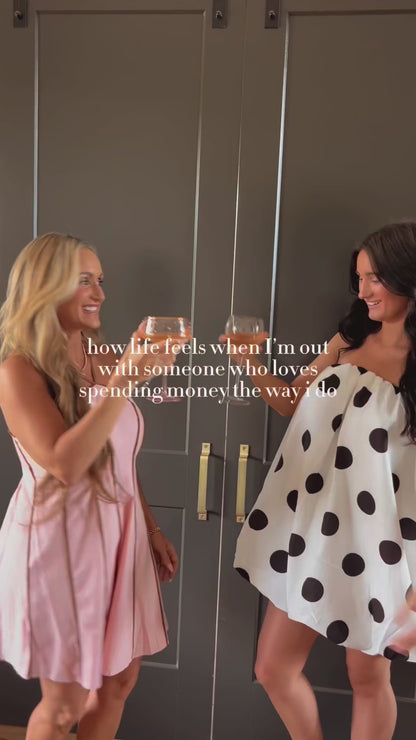 Polka Dot Off Strapless Tube Balloon Dress