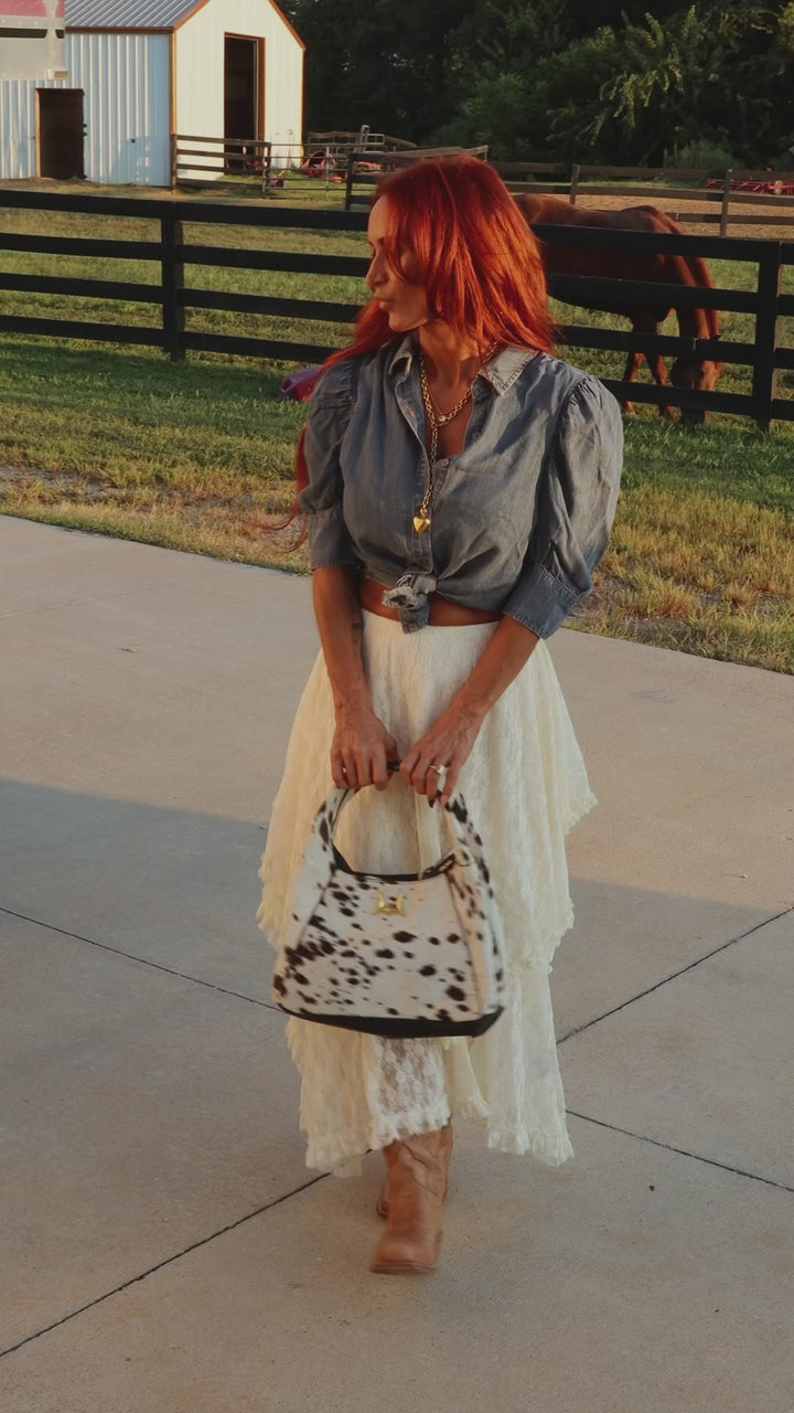 Cream Lace Ruffle Midi Skirt | Western Boho Asymmetrical Skirt