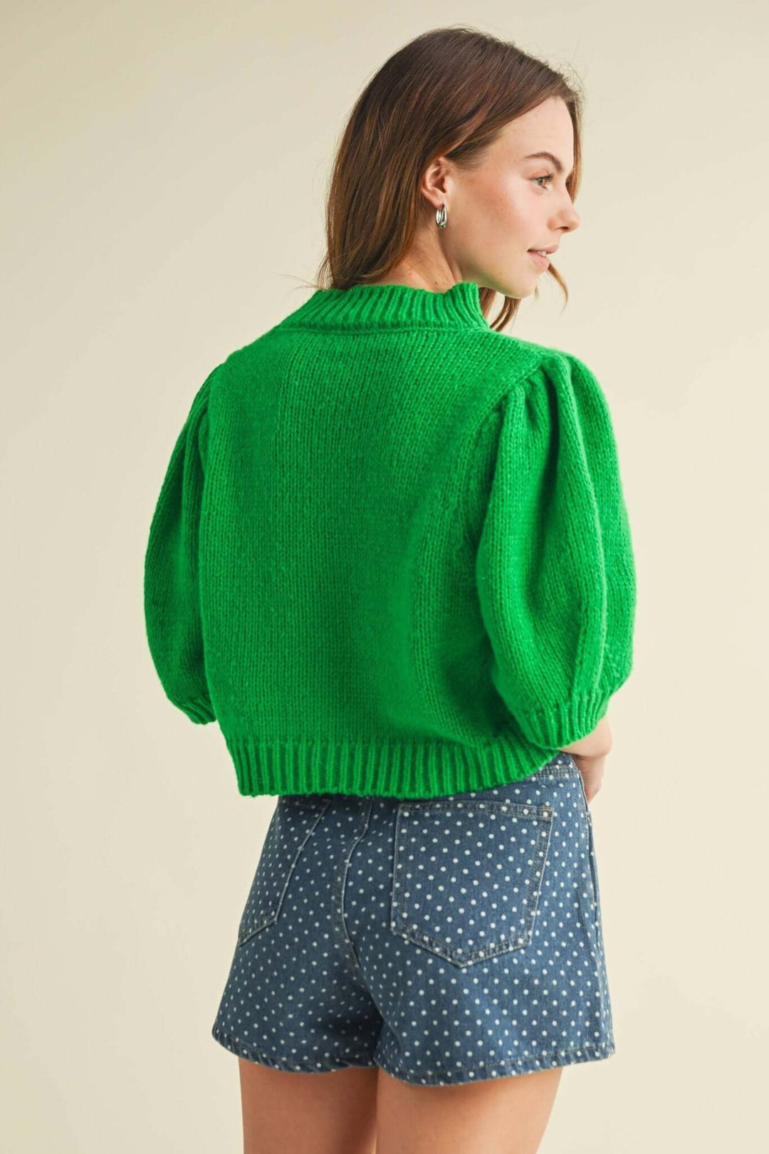 PUFF SHOULDER SHORT SLEEVE SWEATER - Cowgirl Charm