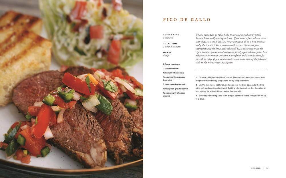Open book titled "The Ranch Table" by Elizabeth Poett, featuring rustic home and gift ideas from HarperCollins.