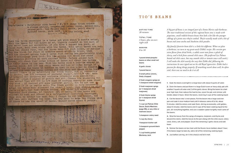 Open book titled "The Ranch Table" by Elizabeth Poett, featuring rustic farm-to-table recipes and ranch-inspired decor.