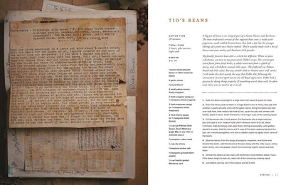 Open book titled "The Ranch Table" by Elizabeth Poett, featuring rustic farm-to-table recipes and ranch-inspired decor.