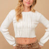 Ribbed Mock Neck Rhinestone Fringe Crop Sweater - Cowgirl Charm