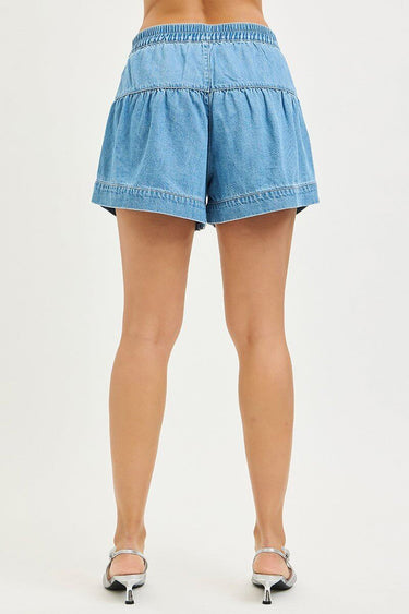 Risen Elastic Band Slouchy Shorts With Shirred Detail - Cowgirl Charm