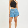 Risen Elastic Band Slouchy Shorts With Shirred Detail - Cowgirl Charm