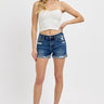 Risen Mid Rise Distressed Cuffed Denim Shorts – Women's Rolled Jean Shorts - Cowgirl Charm