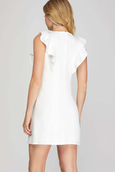 Ruffle Sleeve Heavy Knit Mini Dress – Bold, Sleek & Feminine - Cowgirl Charm