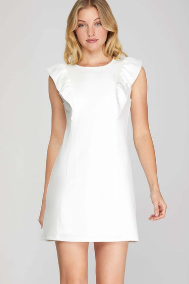 Ruffle Sleeve Heavy Knit Mini Dress – Bold, Sleek & Feminine - Cowgirl Charm