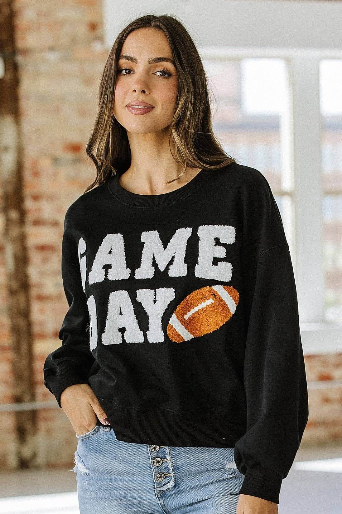 Liam & Company Ruth Game Day Pullover featuring team logo and comfortable knit fabric, perfect for supporting your team.