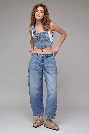Sammie Classic Crop Barrel Jeans - Cowgirl Charm