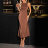 Satin elegance sleeveless dress with hip wrap - Cowgirl Charm