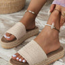 Seaside Soles Crochet Platform Sandals – Natural Beige - Cowgirl Charm