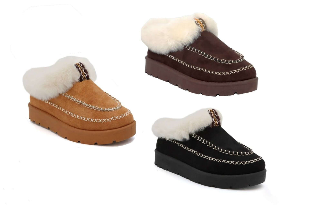 Seven7 PEMBROKE Women Fur Trim Stitching Snow Booties - Cowgirl Charm