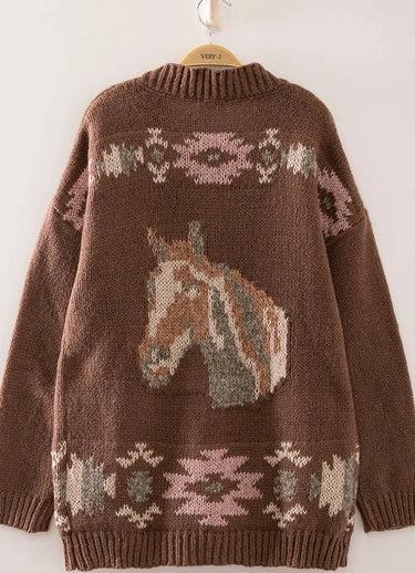 Desert Horse Intarsia Cardigan