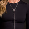 Silver Chain Lariat Necklace w/Aztec Concho - Cowgirl Charm