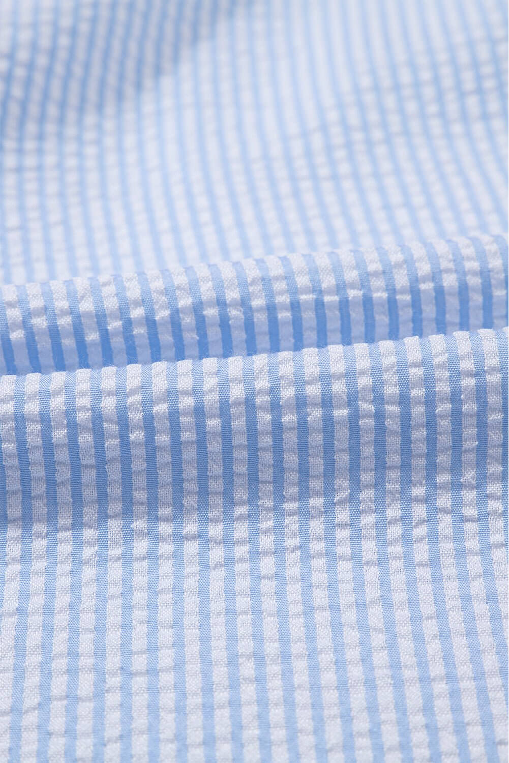 Sky Blue Seersucker Ruffle Button - Up Top – Summer Puff Sleeve Blouse - Cowgirl Charm