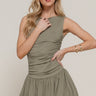 SLEEVELESS BOAT NECK VOLUMINOUS MINI DRESS - Cowgirl Charm