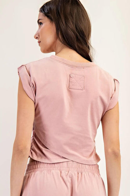 Sleeveless crop top from ee:some loungewear set, shown in soft fabric with a relaxed fit and casual style.