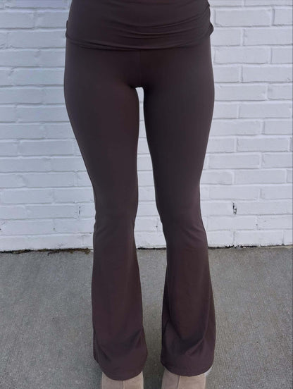 Soft knit flare leggings from Kimberly C, active wear with a comfortable fit and stylish flare design.