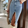Solid Color Denim Split Skirt - Cowgirl Charm