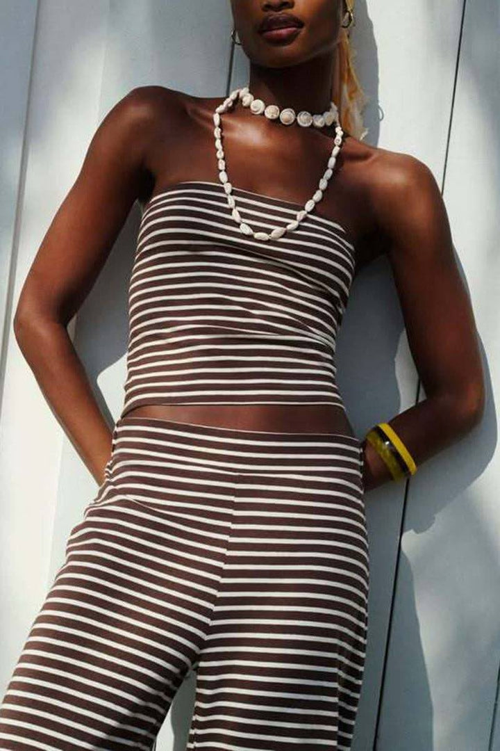 Strapless Striped Pants Set - Cowgirl Charm