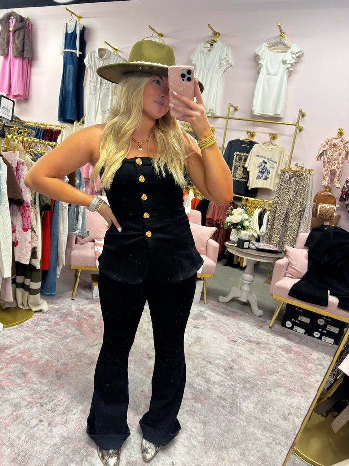 Stretch Denim Two Piece Set - Cowgirl Charm