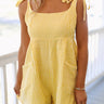Sunny Stripes Bow - Tie Shoulder Romper with Pockets – Yellow & White - Cowgirl Charm