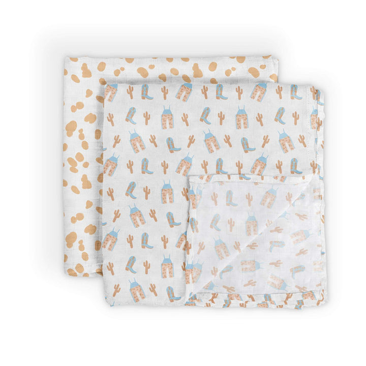 Swaddle Blanket Set Howdy Partner Blue - Cowgirl Charm