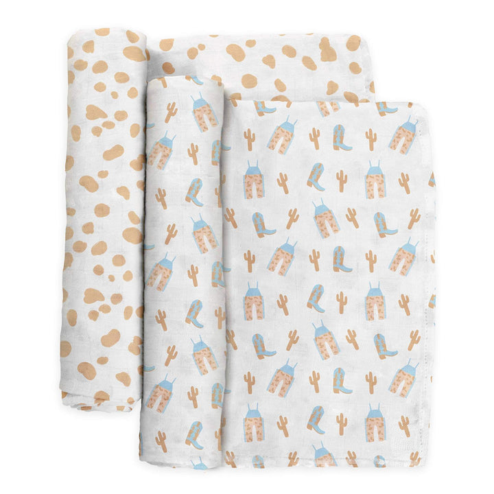 Swaddle Blanket Set Howdy Partner Blue - Cowgirl Charm