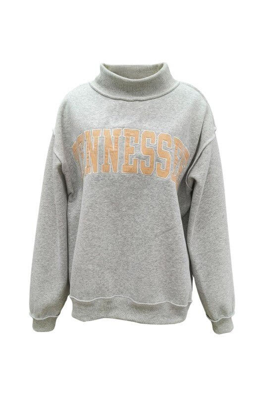 'Tennessee' Embroidery Mock Neck Sweatshirt - Cowgirl Charm