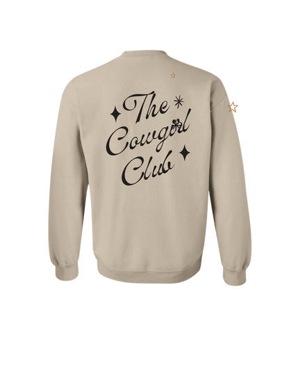 Cream-colored graphic sweatshirt from Summer Tees featuring "The Cowgirl Club" design on the front.