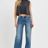 Tummy Control High Rise Wide Leg Jeans with Adjustable Waistband - Cowgirl Charm