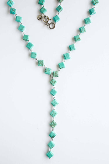 Turq Diamond V Necklace with 6.5" Hanging Strand - Cowgirl Charm