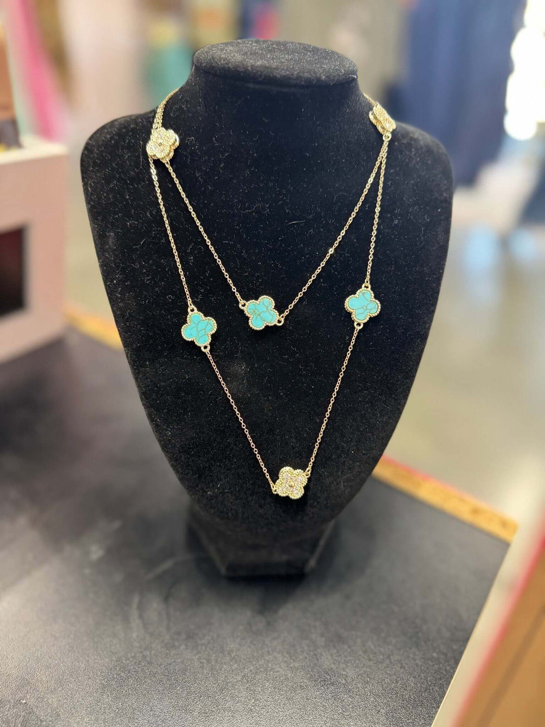 Turquoise & Diamond Pendant Necklace - Cowgirl Charm