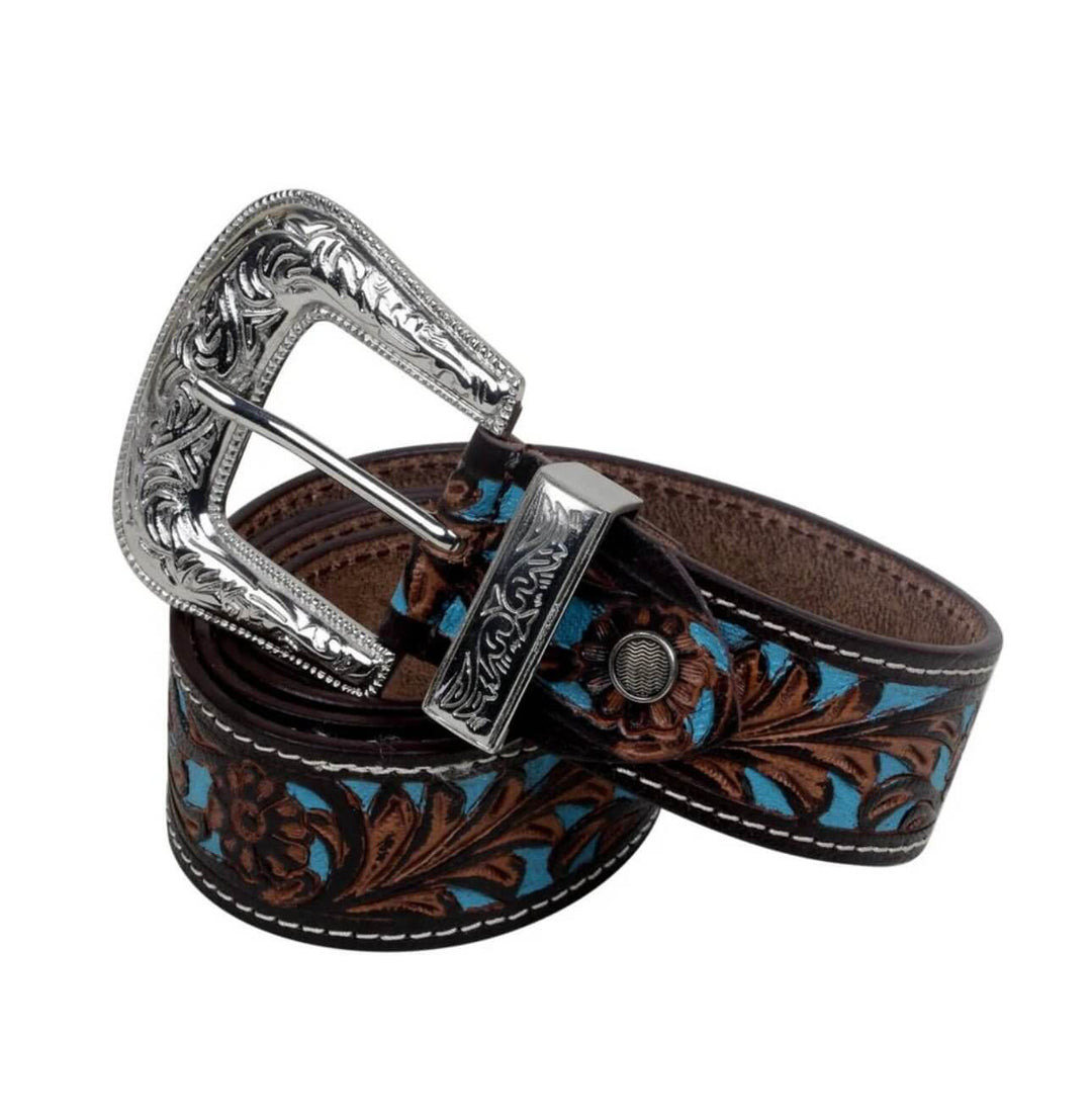 Turquoise Hand - Tooled Belt - Cowgirl Charm