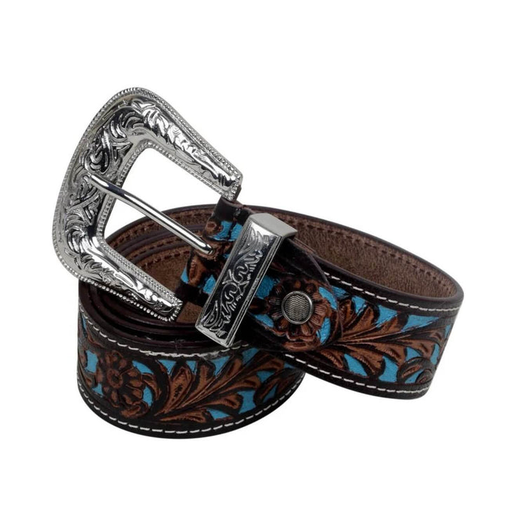 Turquoise Hand - Tooled Belt - Cowgirl Charm