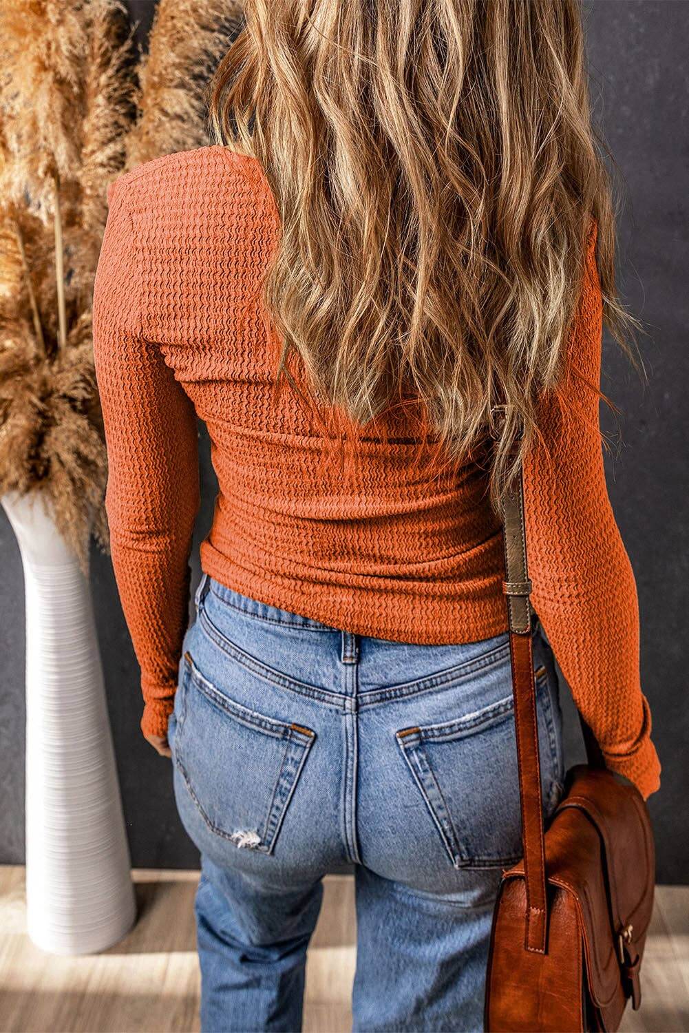 Twist Front V - Neck Long Sleeve Top - Cowgirl Charm