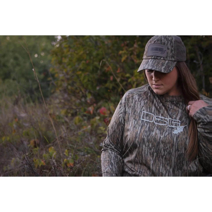 dsg ultra-lightweight long sleeve shirt with UPF 50+ sun protection, shown in a natural relaxed fit style.