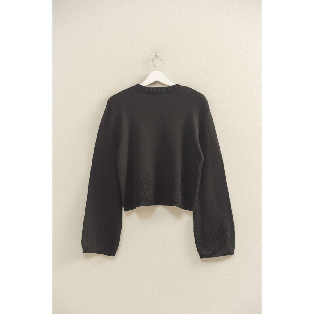 Unique Eyelet Detailed Long Sleeve Sweater - Cowgirl Charm