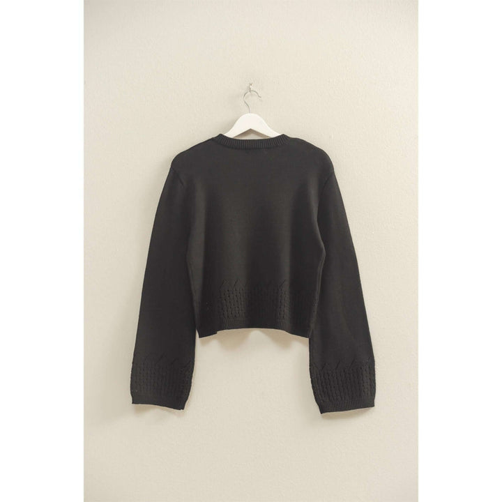 Unique Eyelet Detailed Long Sleeve Sweater - Cowgirl Charm