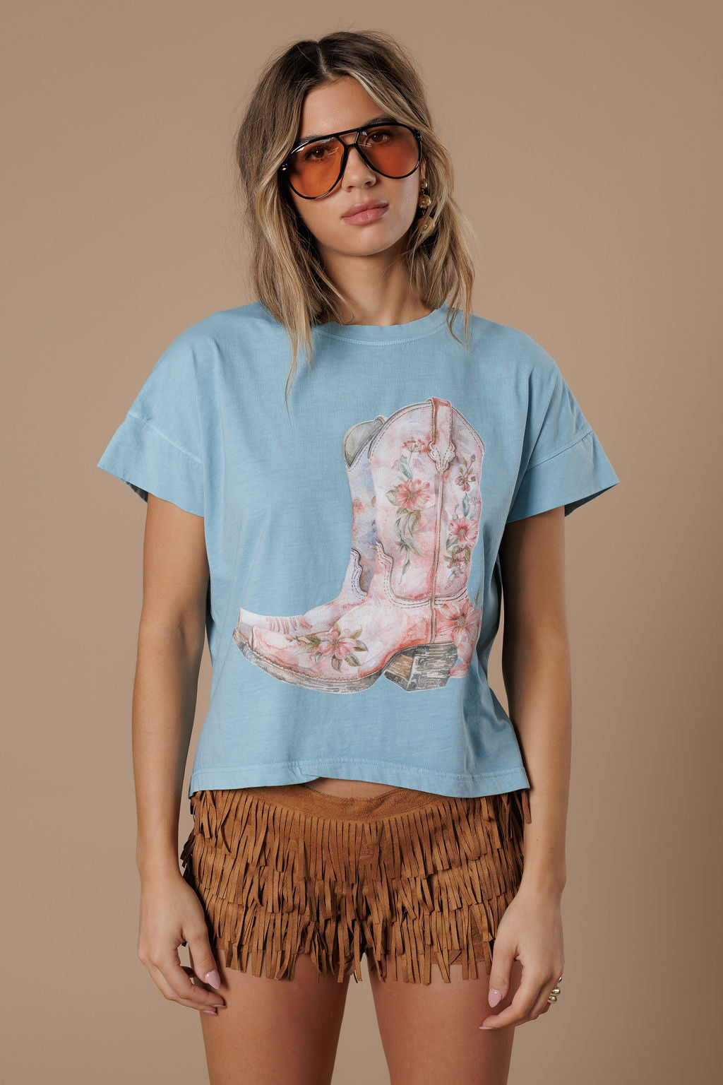 Flower Boots Hi-Lo Tee