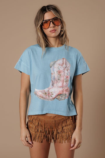Flower Boots Hi-Lo Tee