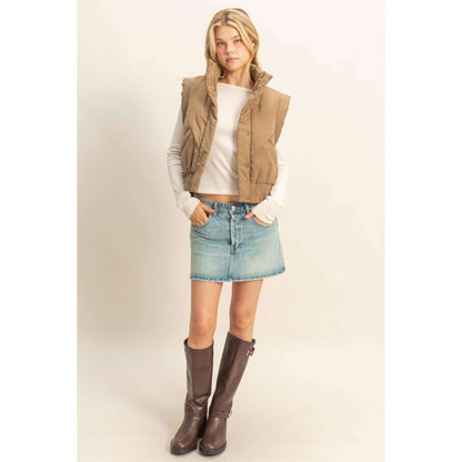 HYFVE versatile puffer vest, lightweight outerwear with quilted design, suitable for layering and casual outdoor wear.
