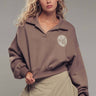 Vintage Collegiate Cropped Polo Sweatshirt - Cowgirl Charm