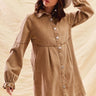 Washed Color Denim Button Down Shirt Mini Dress - Cowgirl Charm