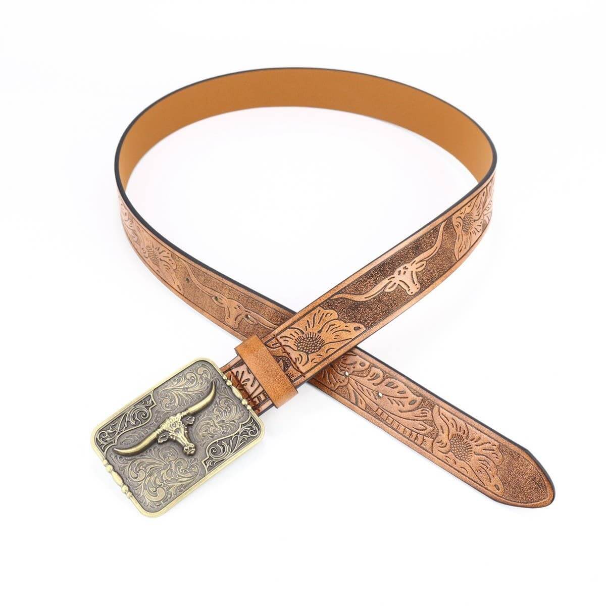 Western cow head belt buckle by ACCITY, featuring intricate details, designed for stylish western belt accessories.