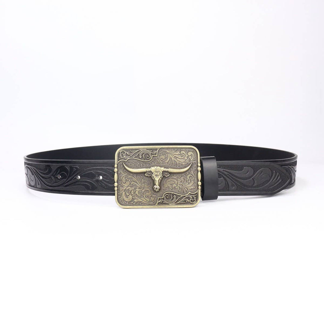 WESTERN COW HEAD BELT BUCKLE WITH DELICATE_CWABE0419 - Cowgirl Charm