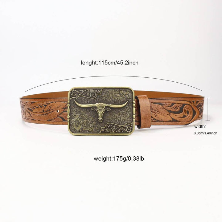 WESTERN COW HEAD BELT BUCKLE WITH DELICATE_CWABE0419 - Cowgirl Charm