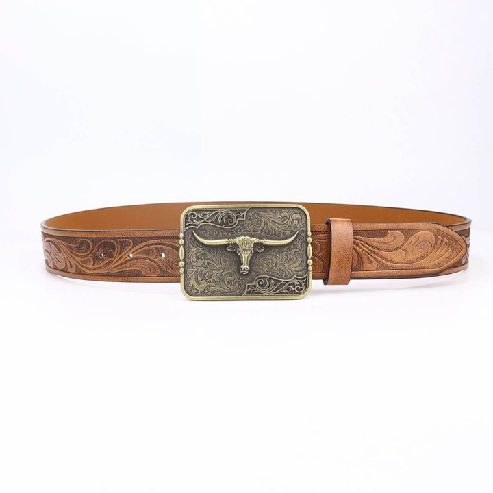 WESTERN COW HEAD BELT BUCKLE WITH DELICATE_CWABE0419 - Cowgirl Charm