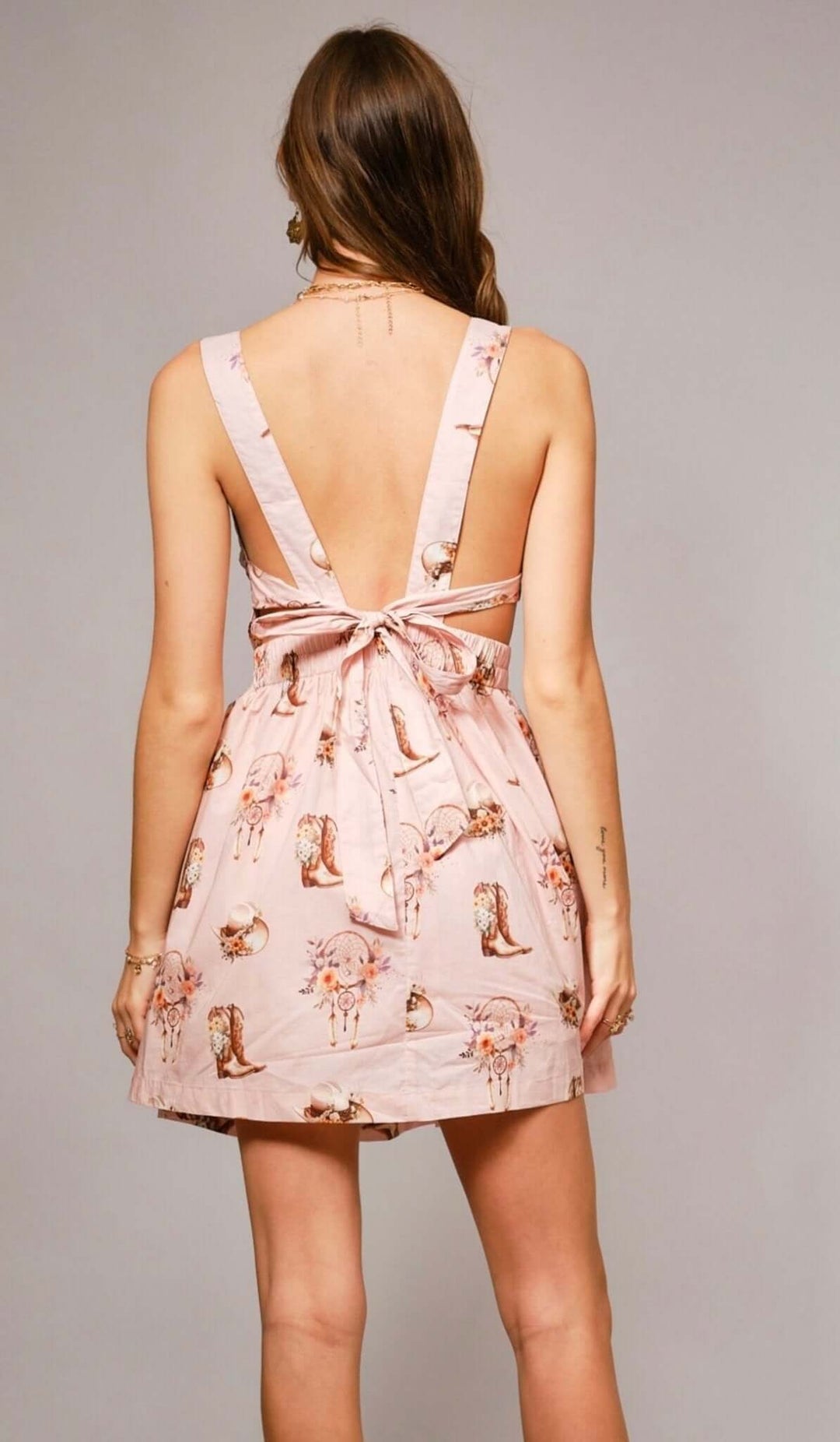 Western Dream Ruched Mini Dress - Cowgirl Charm